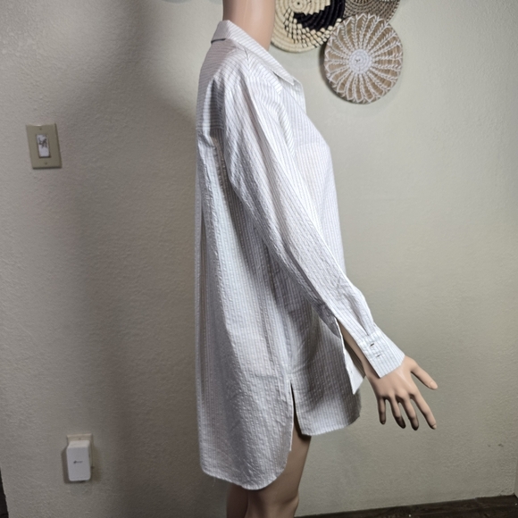 Anthropologie Striped Button Down Shirt Tunic Top Size Xs White/ Black - Picture 9 of 11